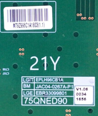 KIT DE TARJETAS PARA TV LG / MAIN EBT66755901 / EAX69580504(1.0) / 66439002 / 33858001 / FUENTE EAY65898701 / LGP75ML-21SP / LED DRIVER EBR33099801 / 3PCR02958A / PANEL NC750MQB-ABKH1 / MODELO 75QNED90UPA.AUDFLJR - Imagen 4